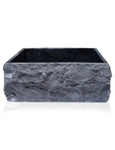 Lavabo carré Fraviano 16 po effet pierre noir – Vasque de salle de bain moderne