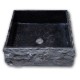 Lavabo carré Fraviano 16 po effet pierre noir – Vasque de salle de bain moderne