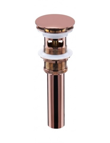 Drain for ceramic bassin with overflow, rose golden finish
