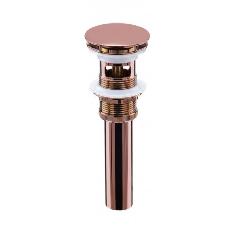 Drain for ceramic bassin with overflow, rose golden finish