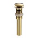 Drain for ceramic bassin with overflow, gold finish
