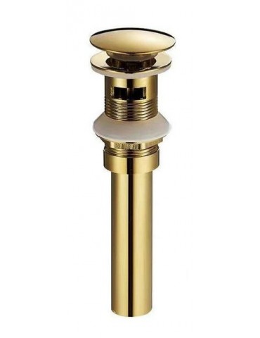 Drain for ceramic bassin with overflow, gold finish