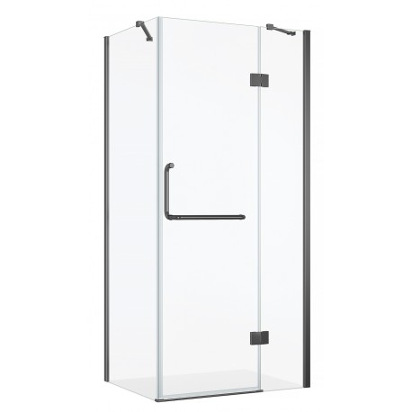 Shower door and side glass, 40 × 32", Black Finish, Nyx collection