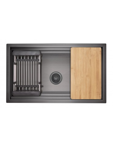 Galaxie 30x18 Inch Kitchen Sink with Cutting Board and Strainer