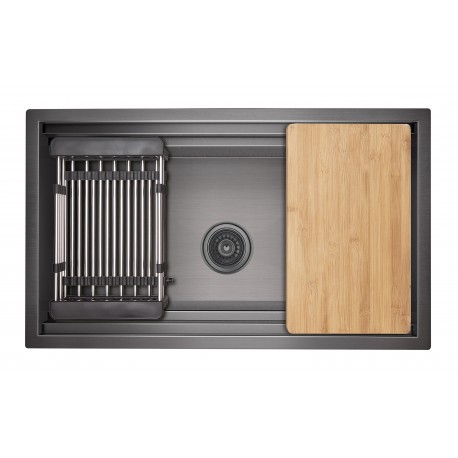 Galaxie 30x18 Inch Kitchen Sink with Cutting Board and Strainer