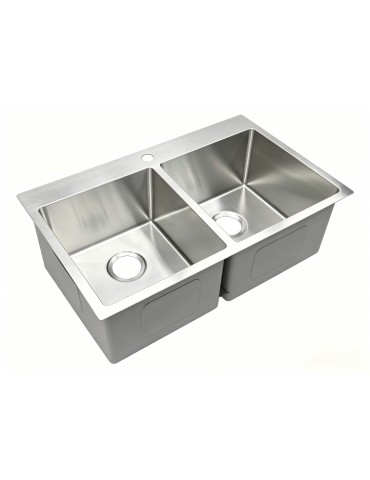 Topmount Double Kitchen Sink, 30 x 18" x 9", Stainless Steel