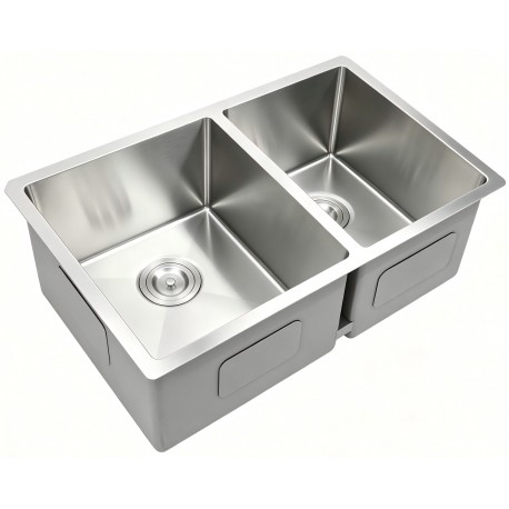Évier de cuisine double, 30 x 18" x 9", acier inoxydable